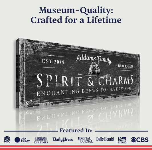 Black Cat’s Spirits & Charms Bar Halloween Sign