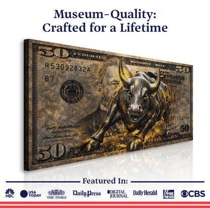 Golden Black Bull Wall Sign