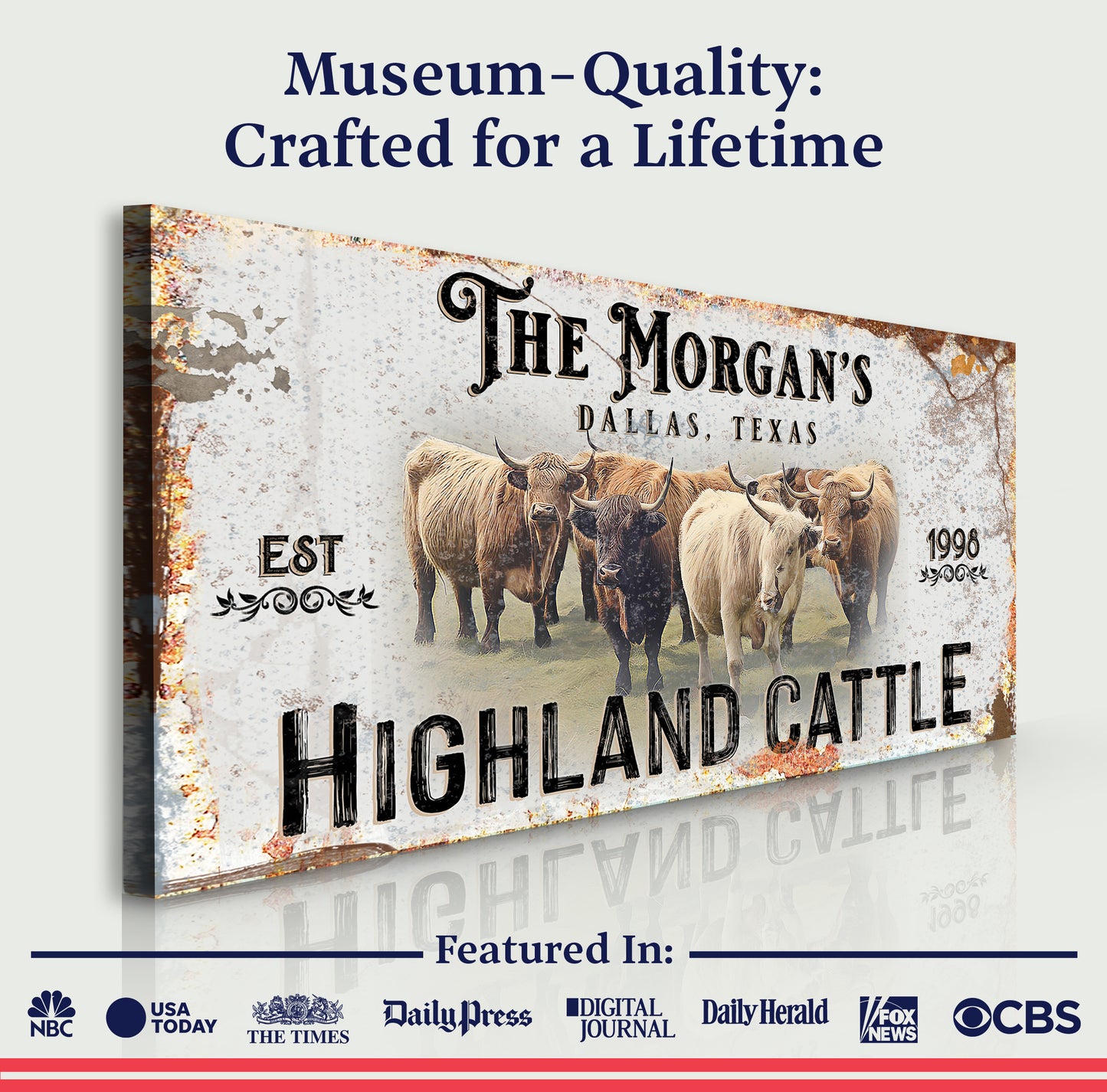 Personalized Highland Cattle Sign III - Image by Tailored Canvases