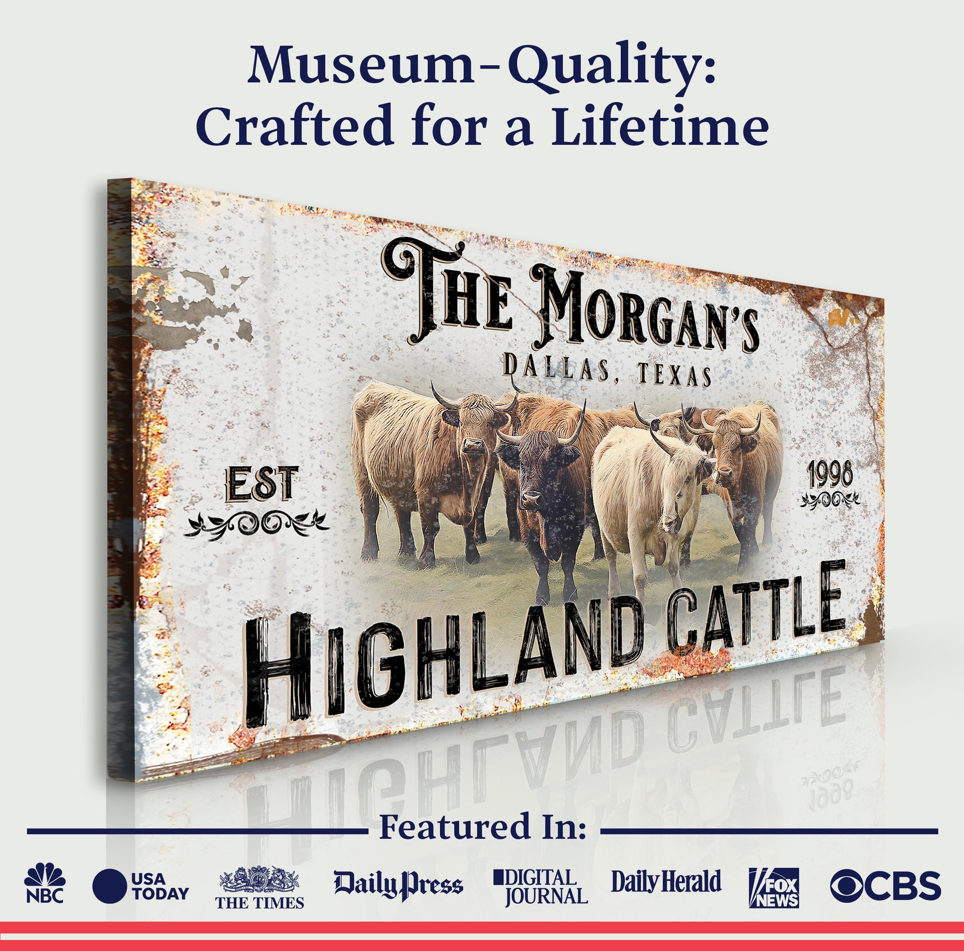 Personalized Highland Cattle Sign III - Image by Tailored Canvases