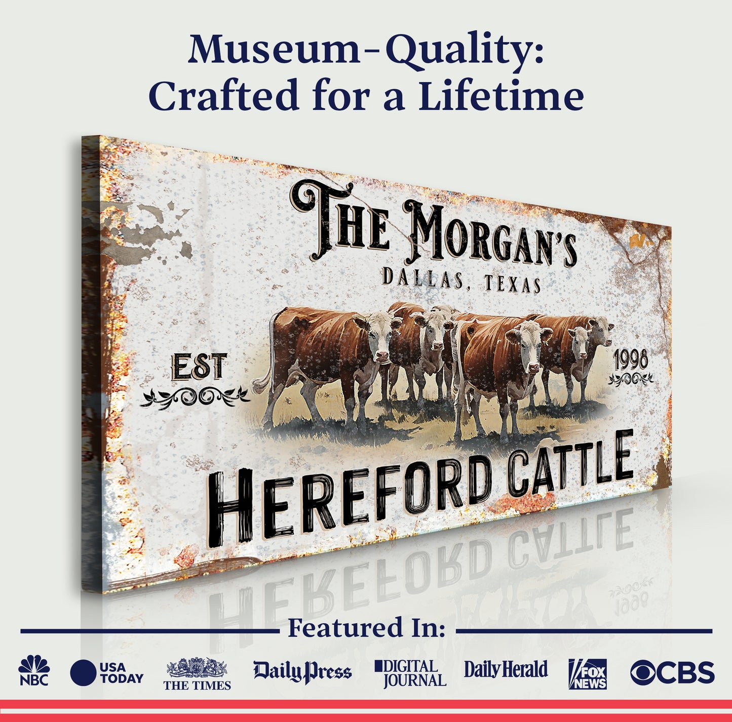 Personalized Hereford Cattle Sign II