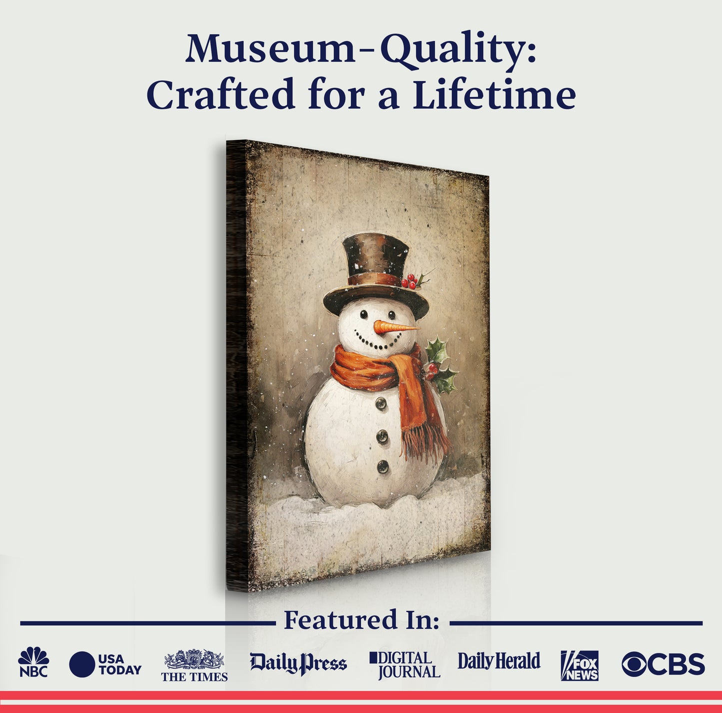 Vintage Snowman Christmas Wall Art IV