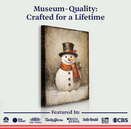 Vintage Snowman Christmas Wall Art IV | Image by Tailored Canvases
