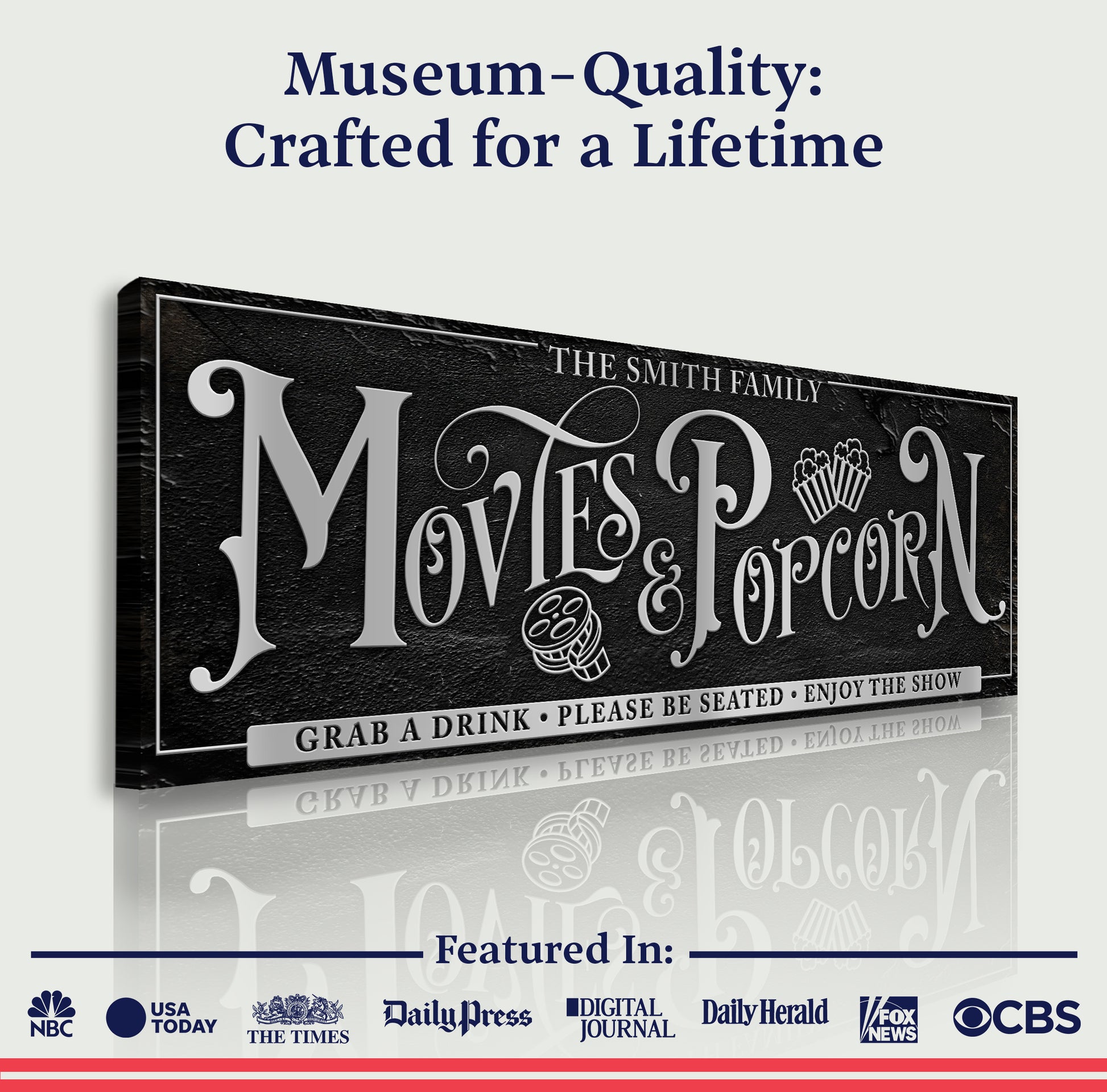 Personalized Movies & Popcorn Sign Quality - Image by Tailored Canvases