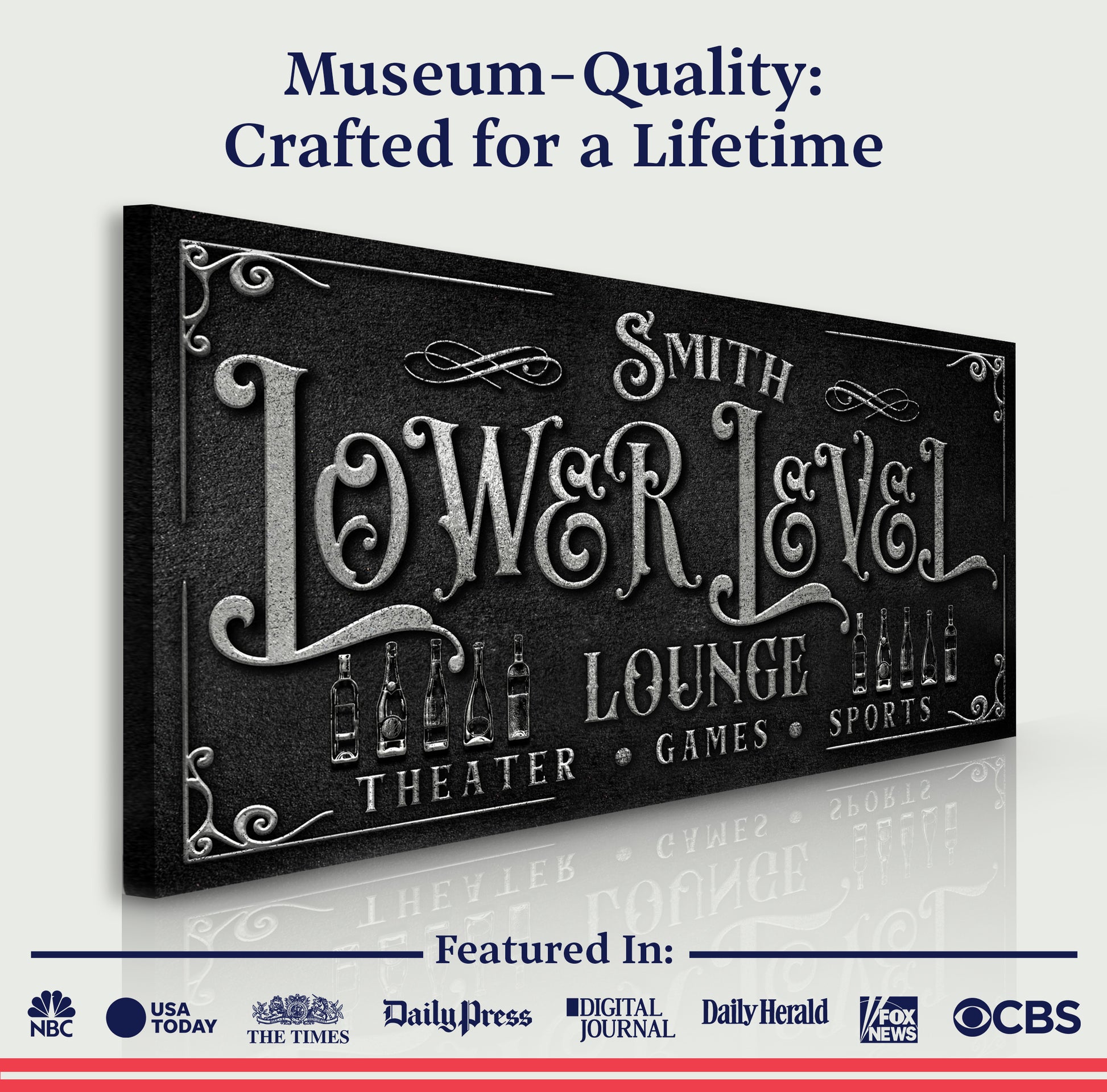 Personalized Lower Level Sign Quality - Image by Tailored Canvases