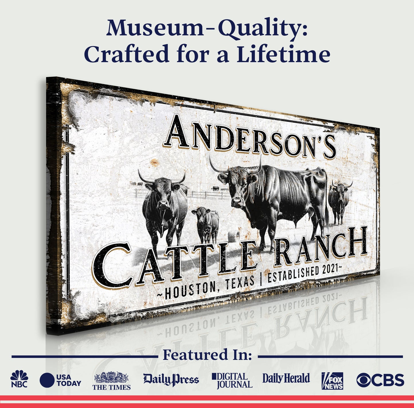 Personalized Cattle Sign Quality - Image by Tailored Canvases