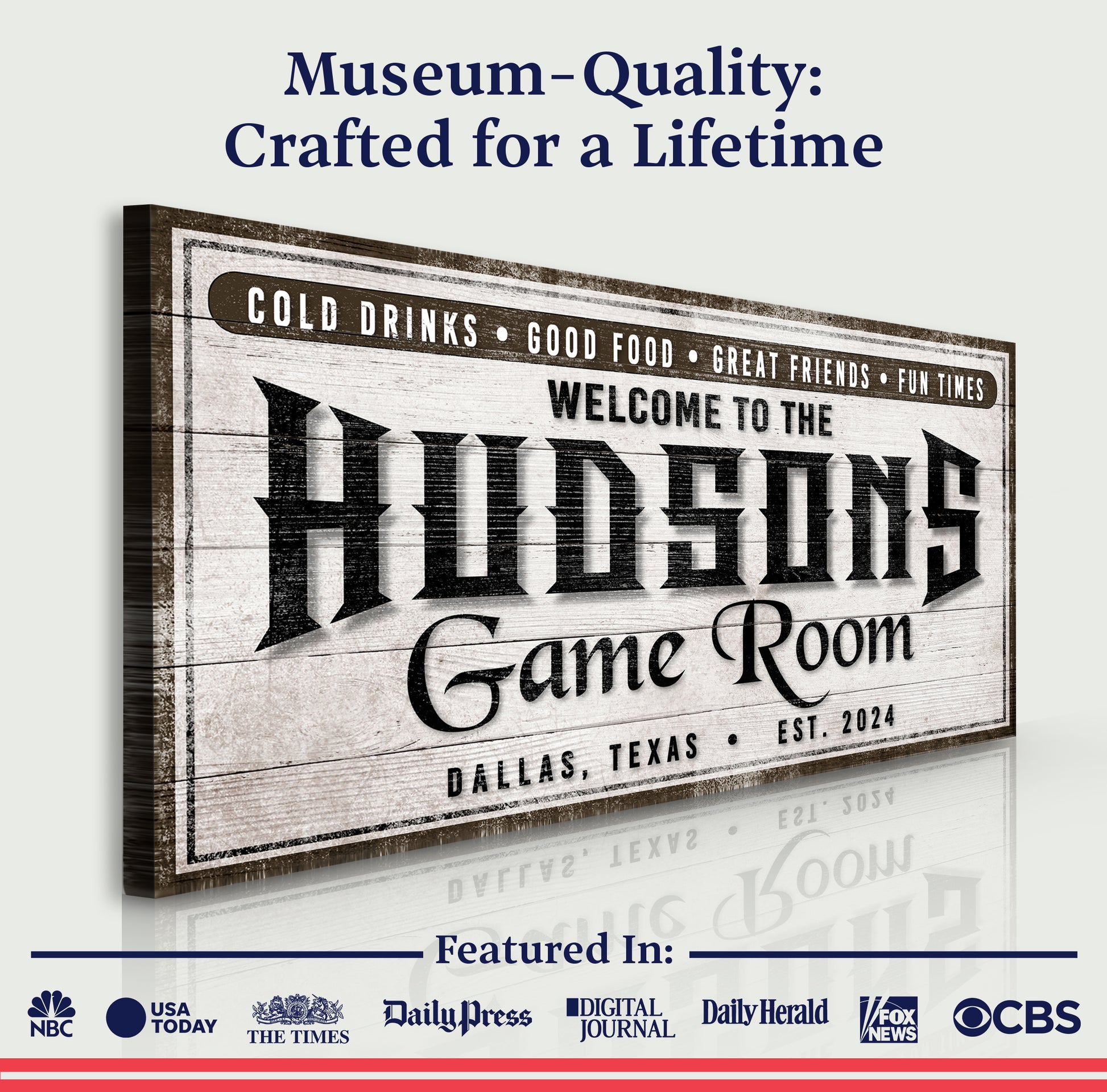 Personalized Game Room Sign IV Quality - Image by Tailored Canvases