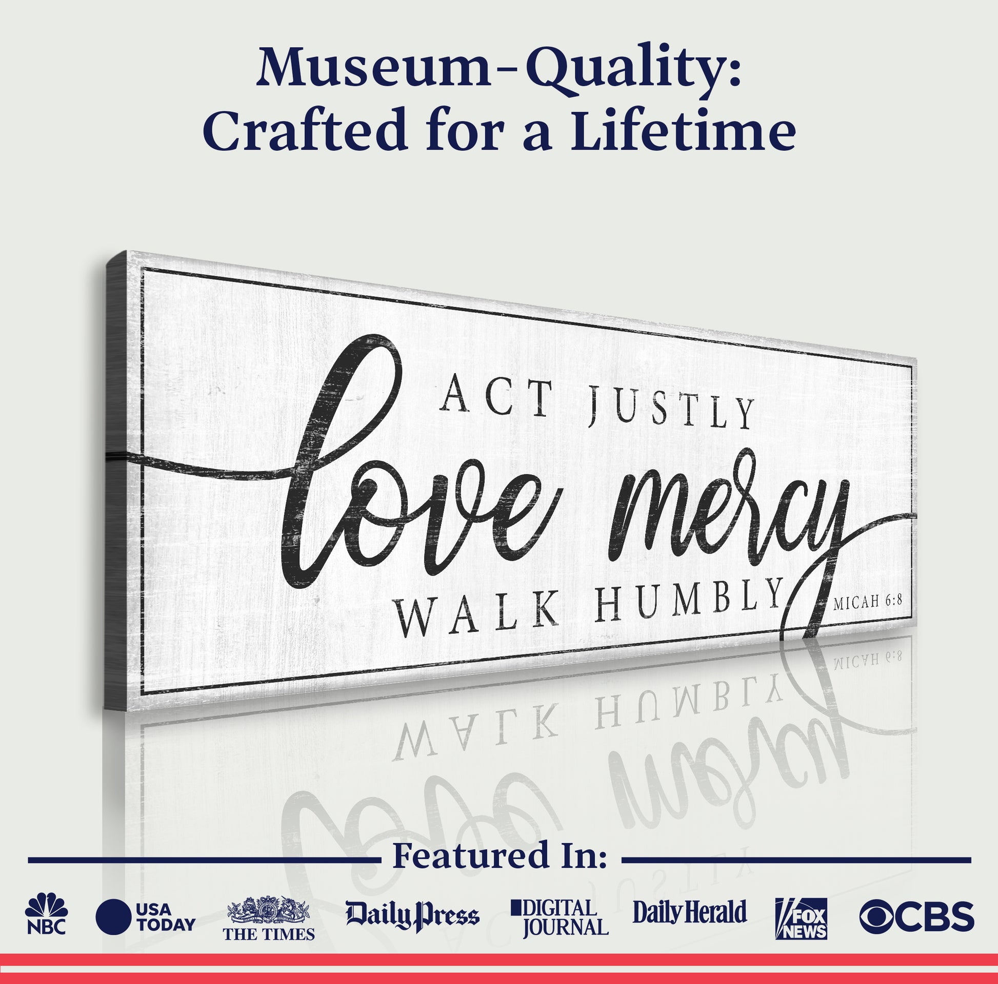 Act Justly Love Mercy Walk Humbly Faith Sign IV - Image by Tailored Canvases