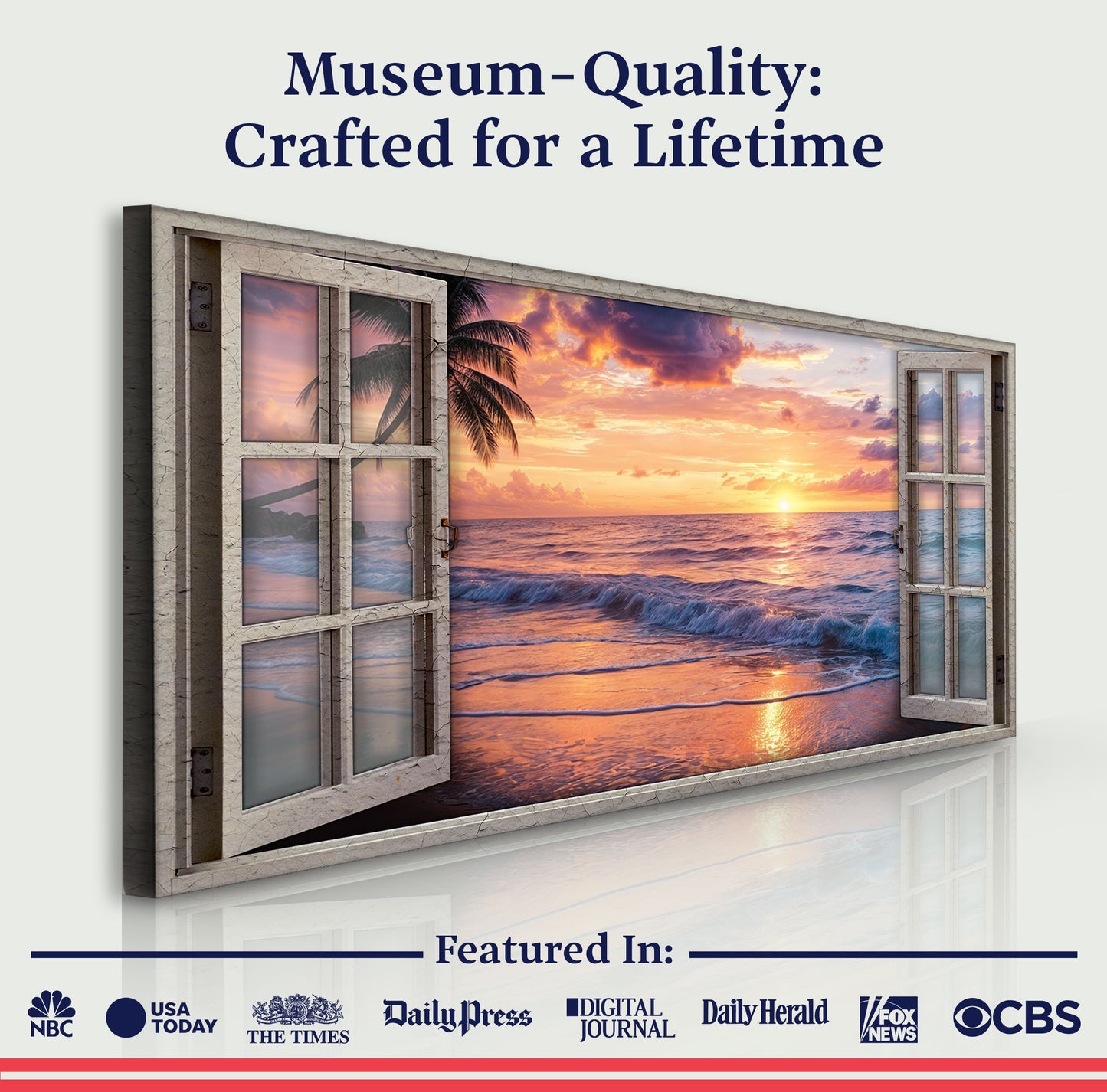 Sunset Beach Window Scenery Wall Art