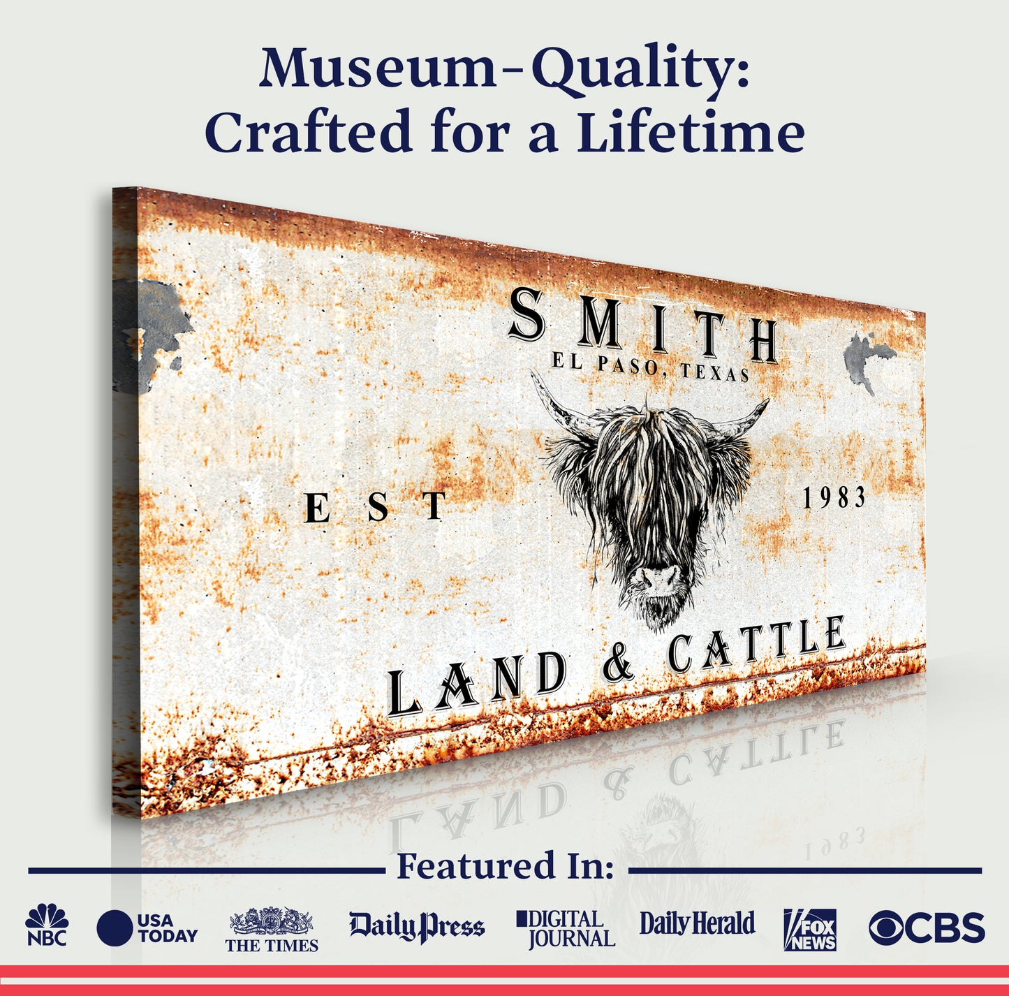 Land And Cattle Rustic Sign III