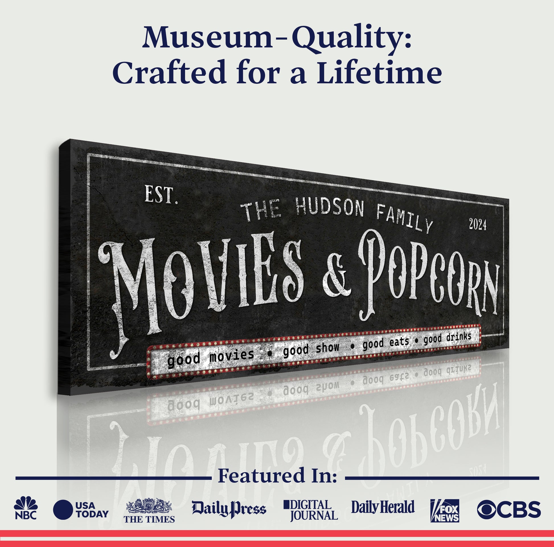 Personalized Movies & Popcorn Sign II Quality - Image by Tailored Canvases