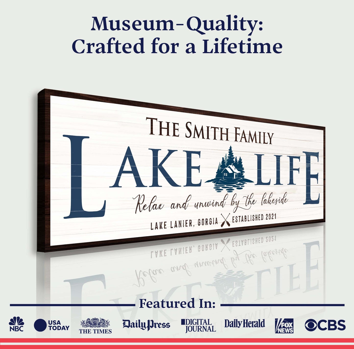 Personalized Lake Life Sign Quality - Image by Tailored Canvases