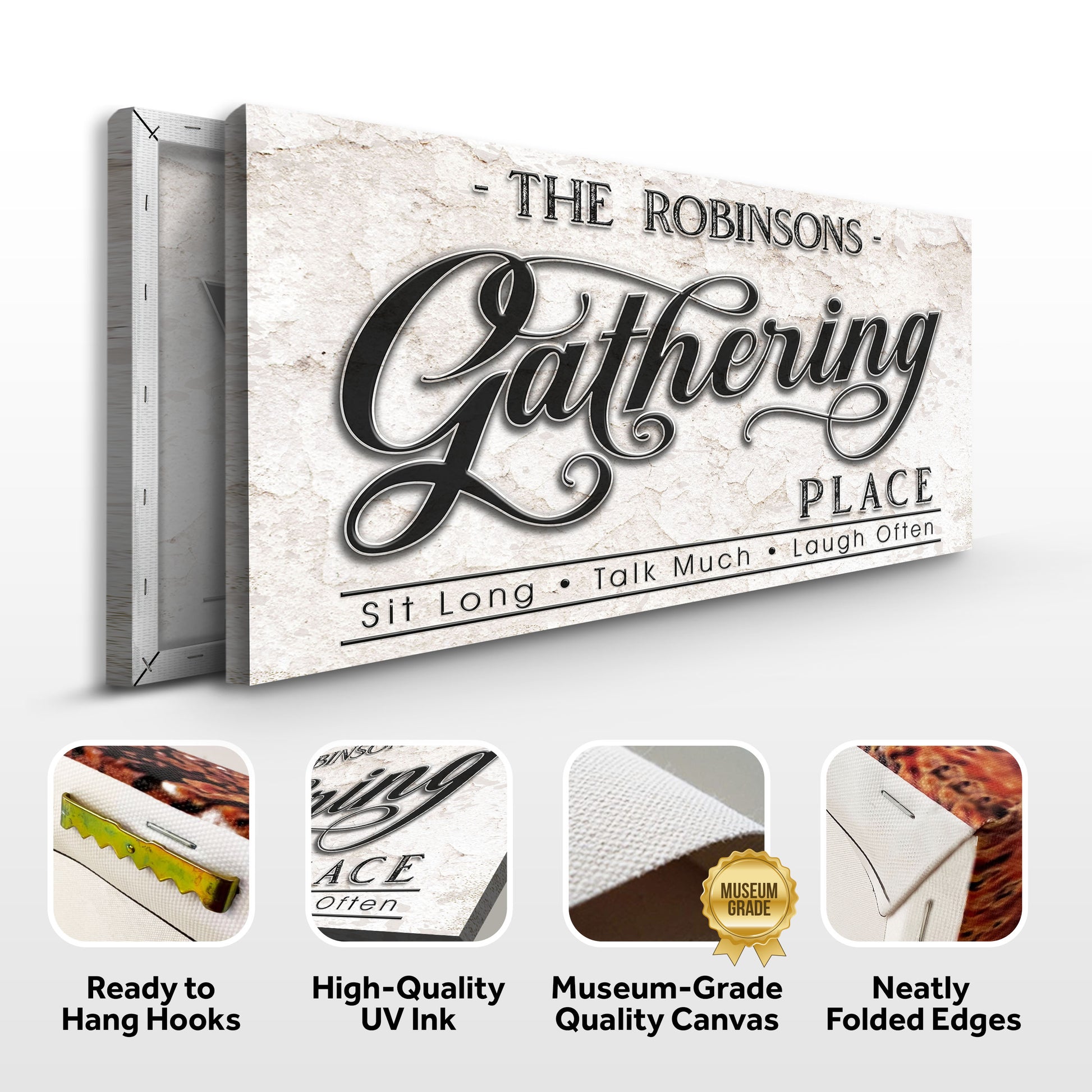 The Gathering Place Personalized Sign Specs - Image by Tailored Canvases