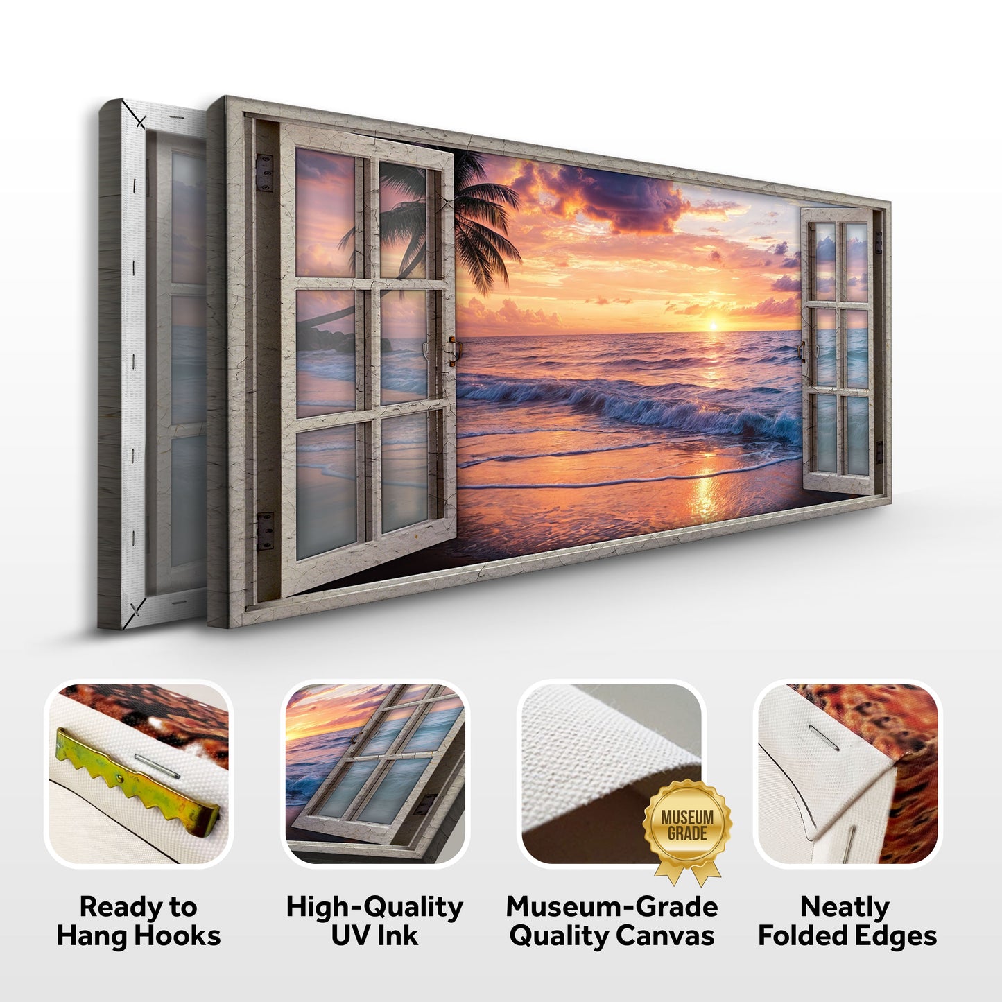 Sunset Beach Window Scenery Wall Art