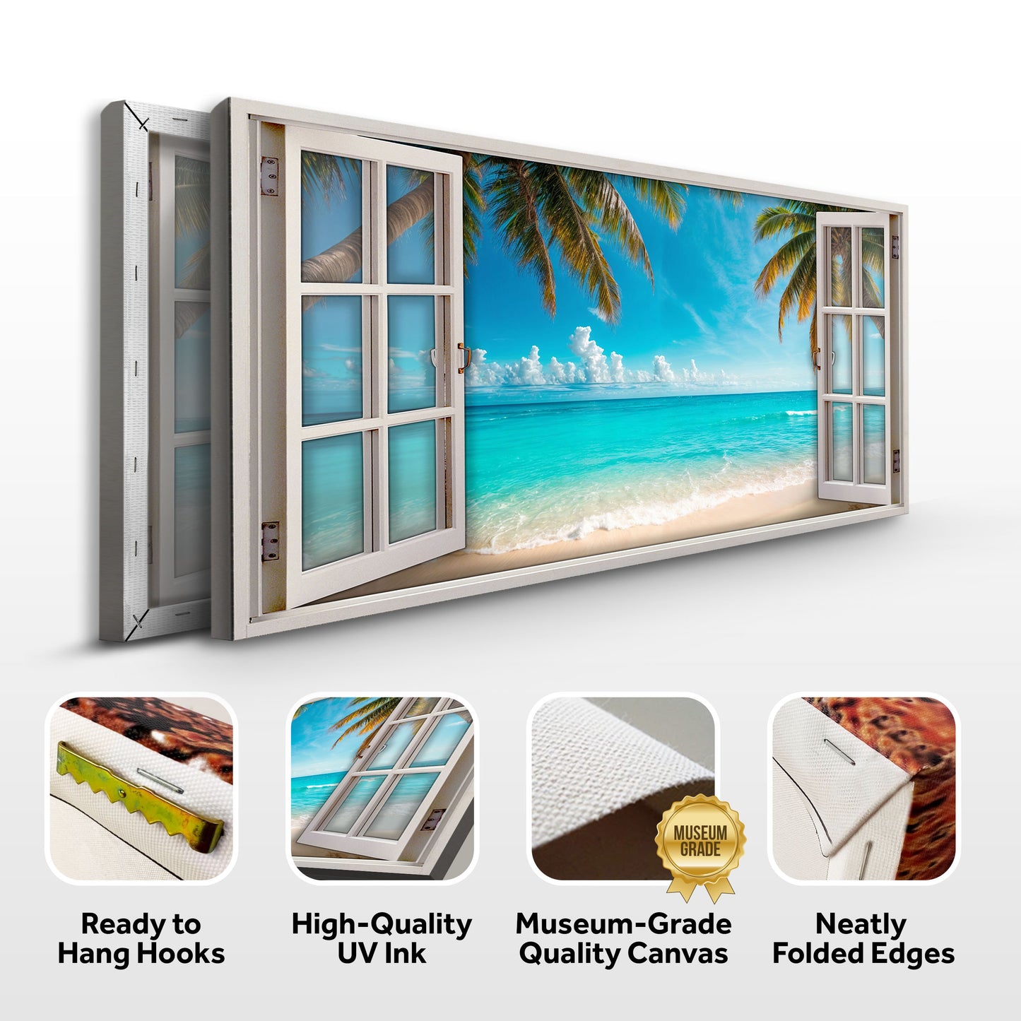 Coconut Palm Beach Window Scenery Wall Art