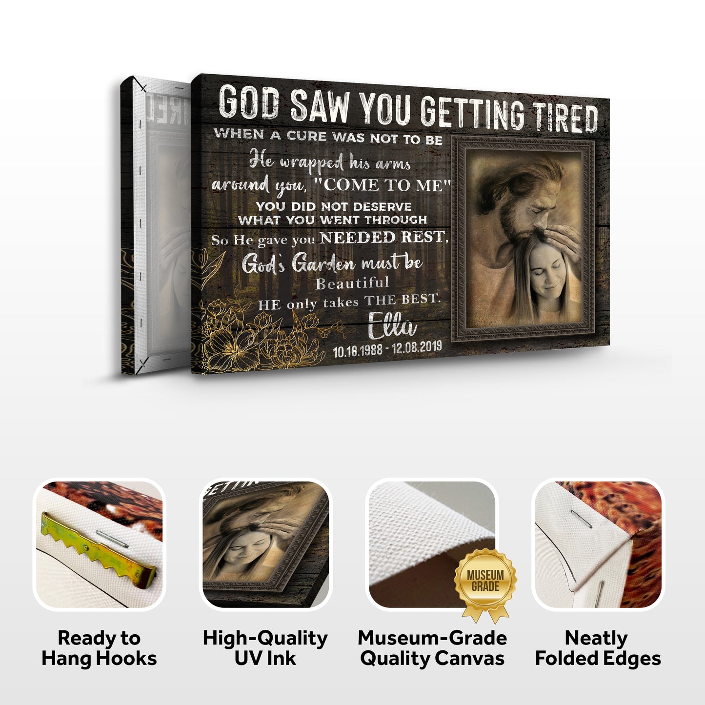 Personalized God Saw You Getting Tired Memorial Sign