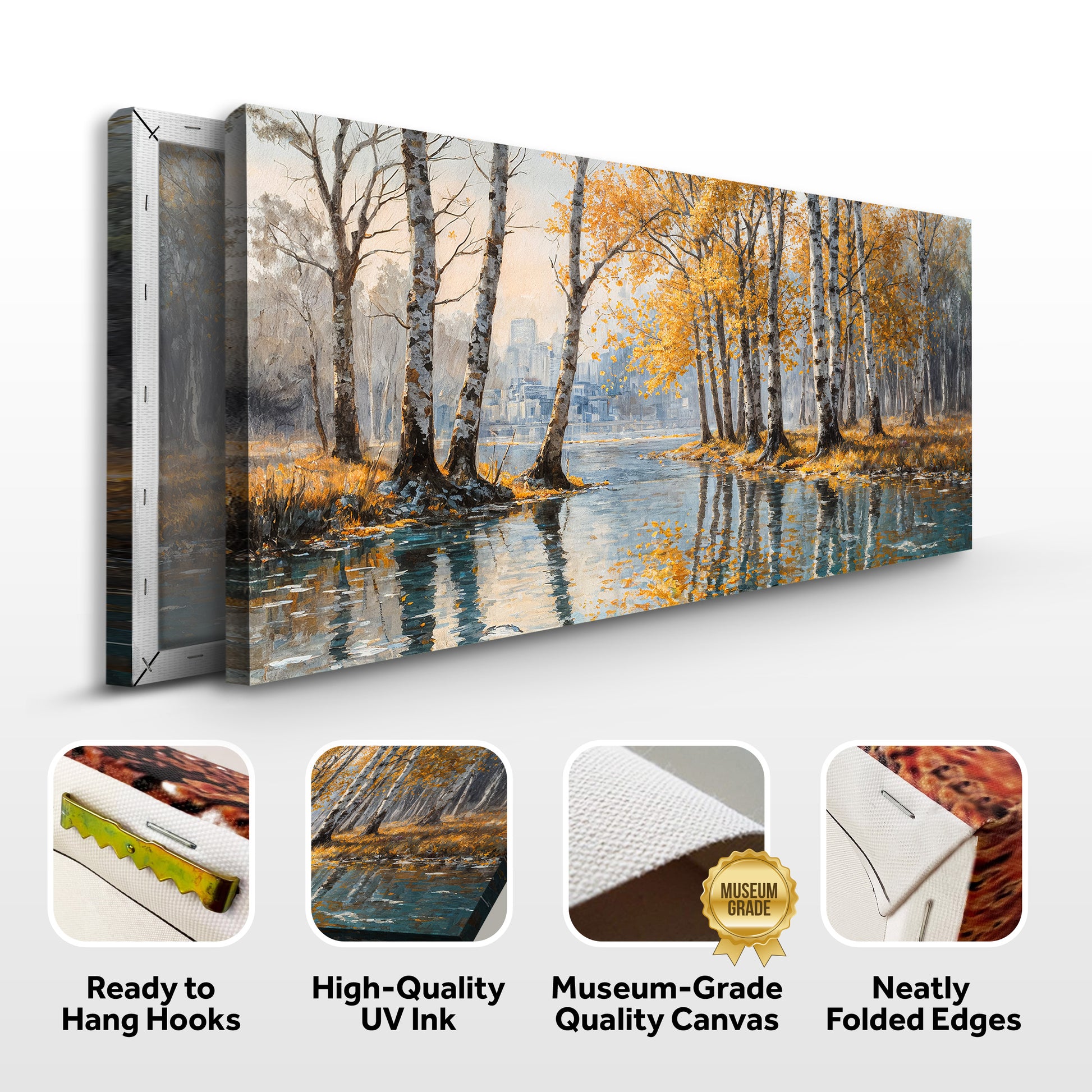 Birch Woods Golden Reflections Metal Wall Art