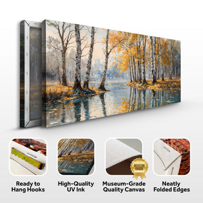 Birch Woods Golden Reflections Metal Wall Art