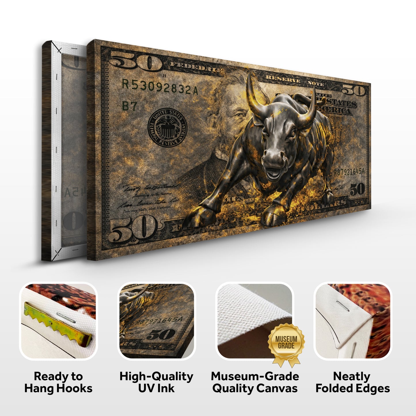 Golden Black Bull Wall Sign