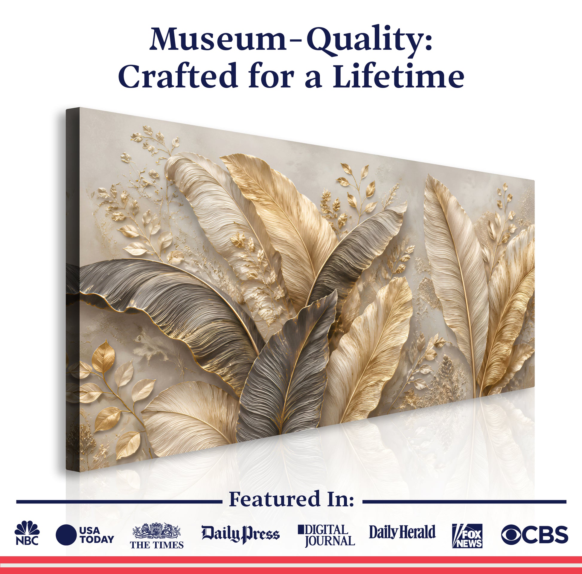 Golden Tropical Leaves Wall Art II