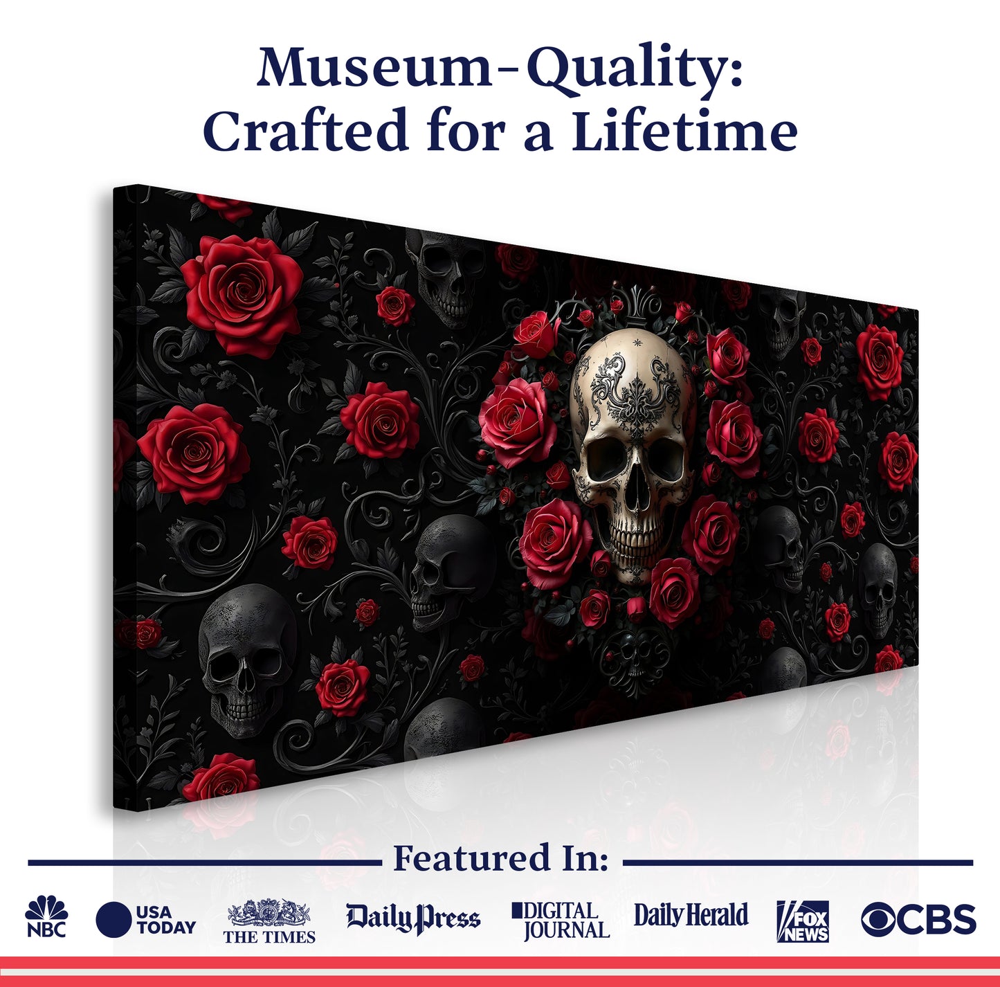 3D Rose and Skull Wall Art III