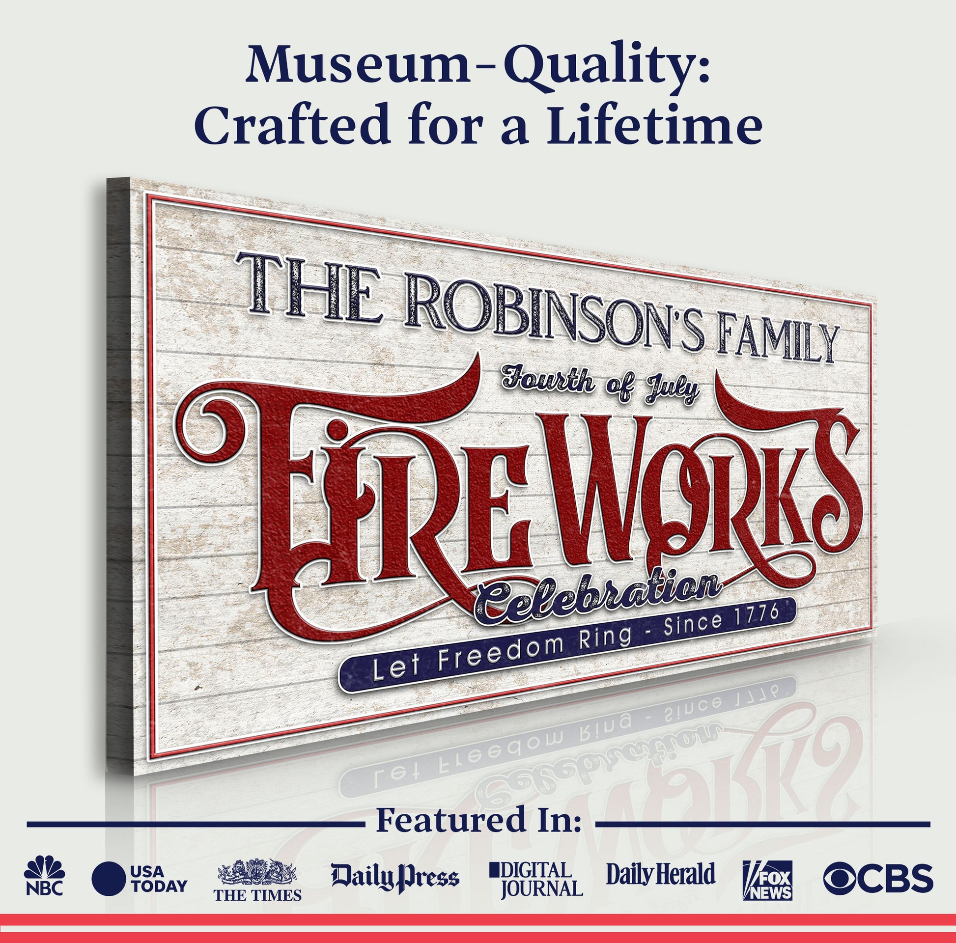 4th of July Fireworks Celebration Personalized Sign Specs - Image by Tailored Canvases