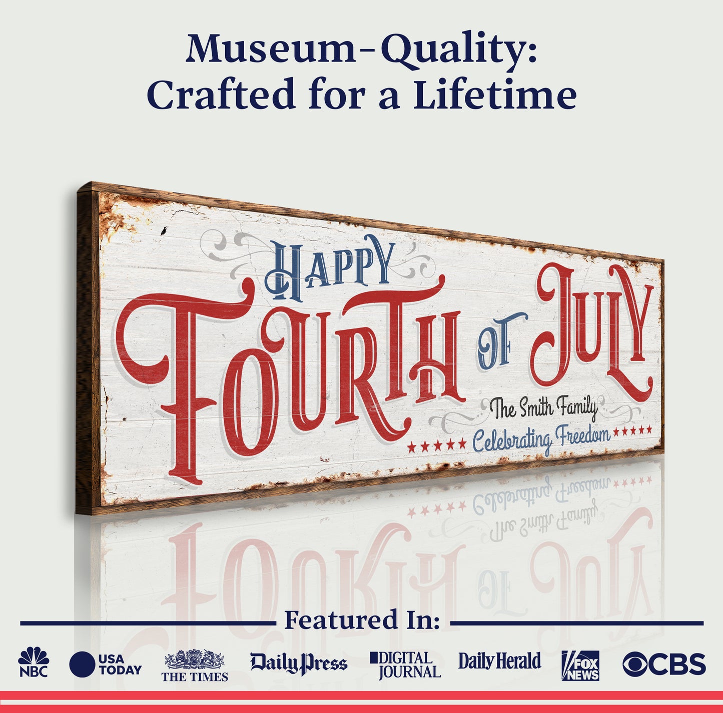 Happy 4th of July Personalized Sign Quality - Image by Tailored Canvases