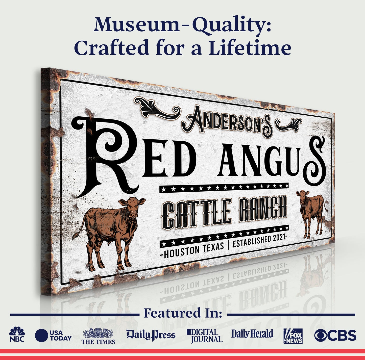 Personalized Red Angus Cattle Sign Quality - Image by Tailored Canvases