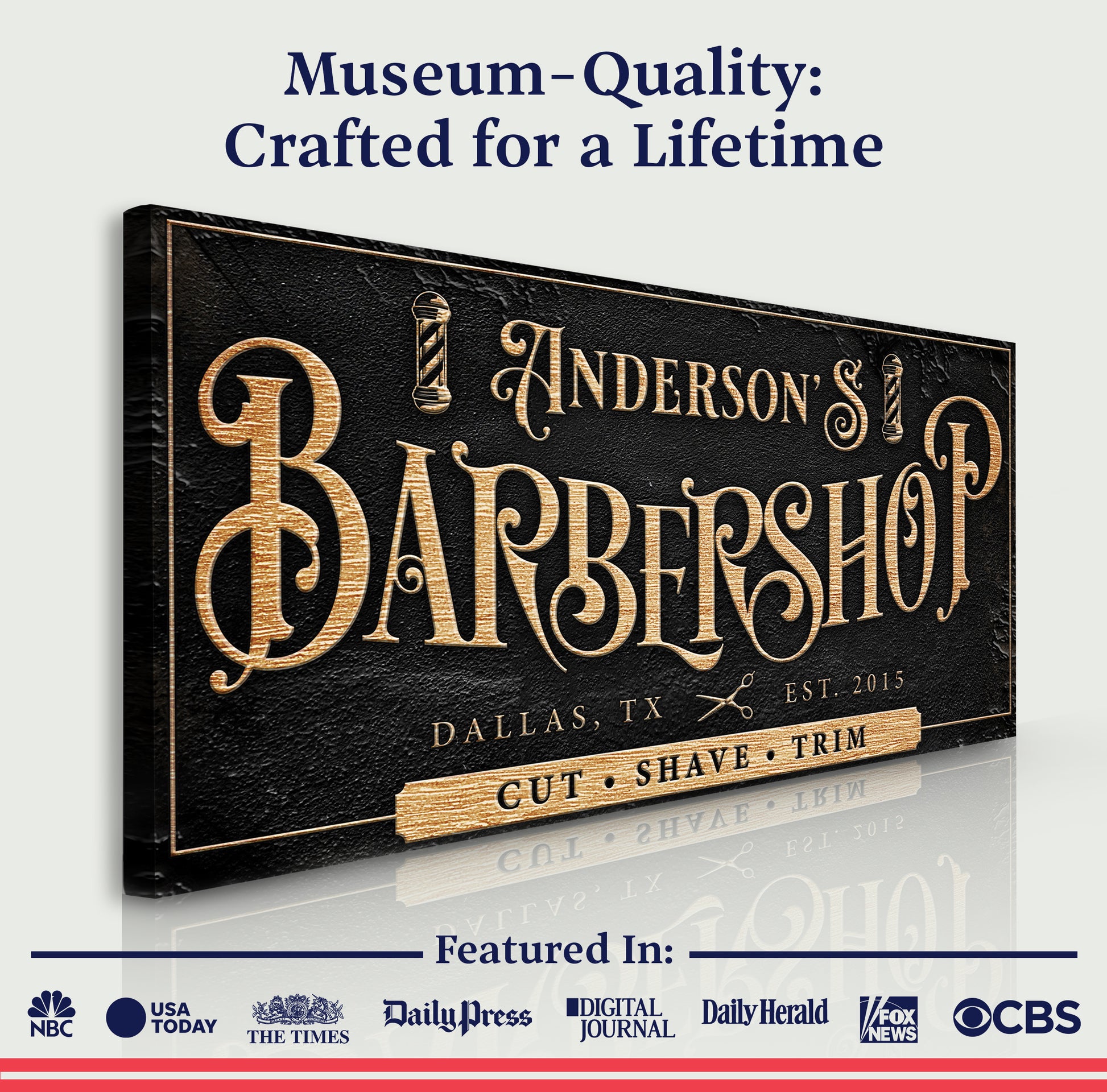 Personalized Barbershop Sign Quality - Image by Tailored Canvases