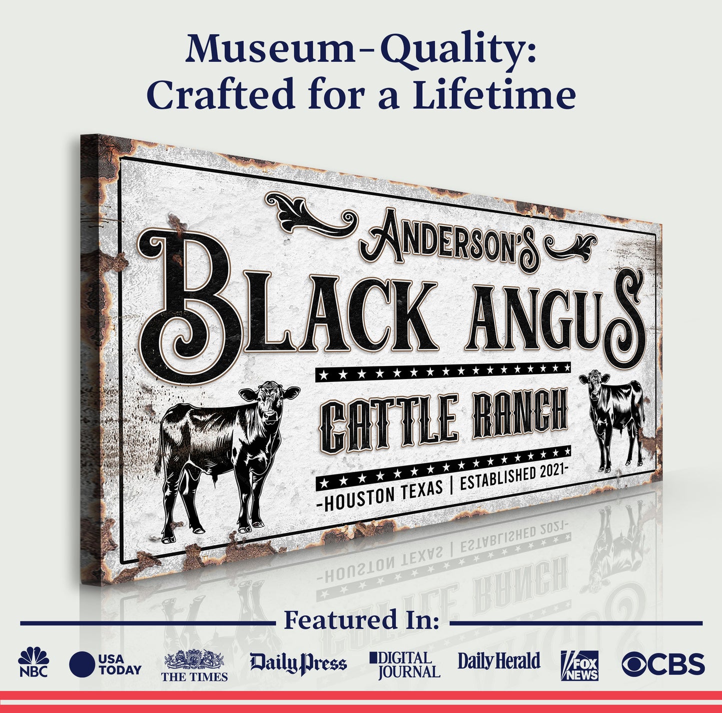 Personalized Black Angus Cattle Sign Quality - Image by Tailored Canvases