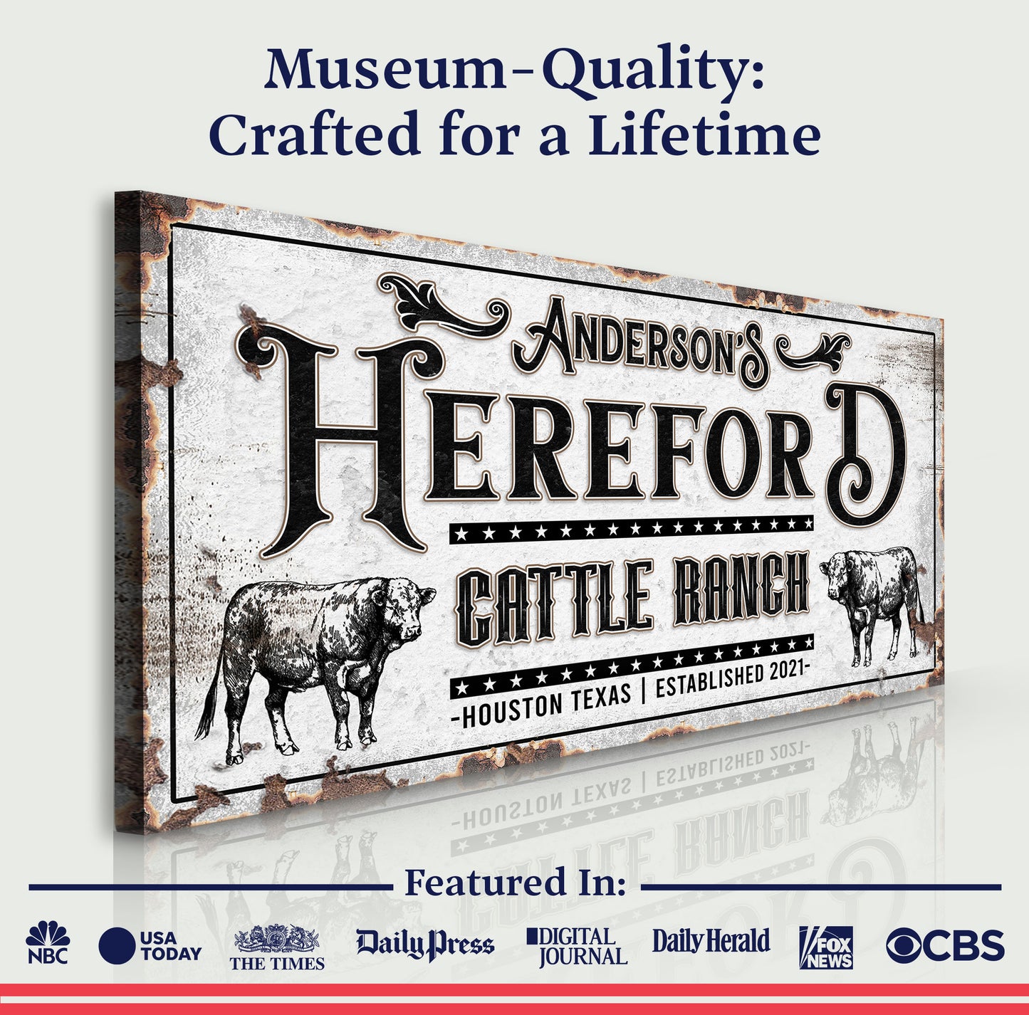 Personalized Hereford Cattle Sign