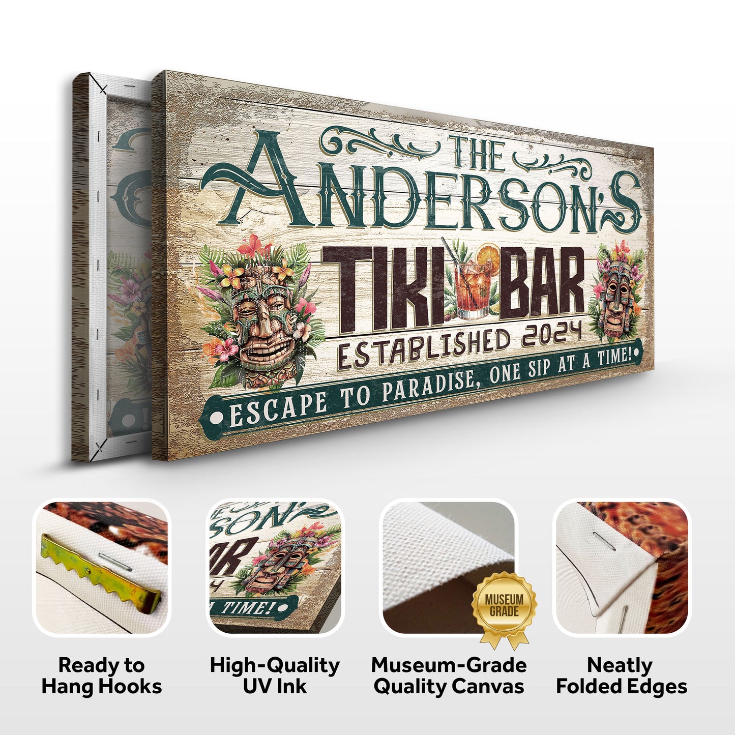 Personalized Tiki Bar Sign III Specs - Image by Tailored Canvases