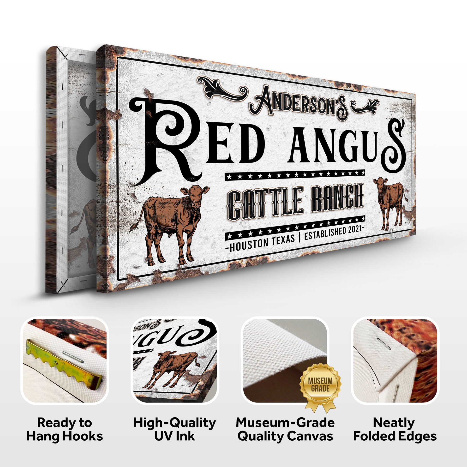 Personalized Red Angus Cattle Sign Specs - Image by Tailored Canvases