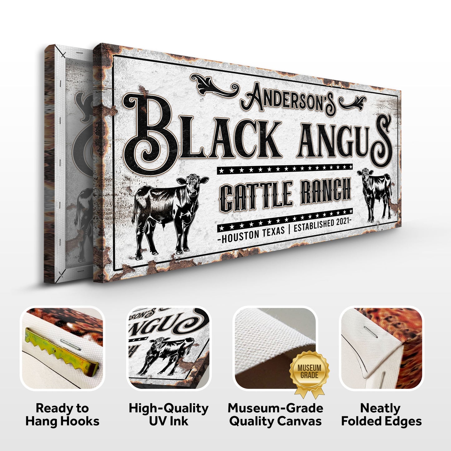 Personalized Black Angus Cattle Sign Specs - Image by Tailored Canvases