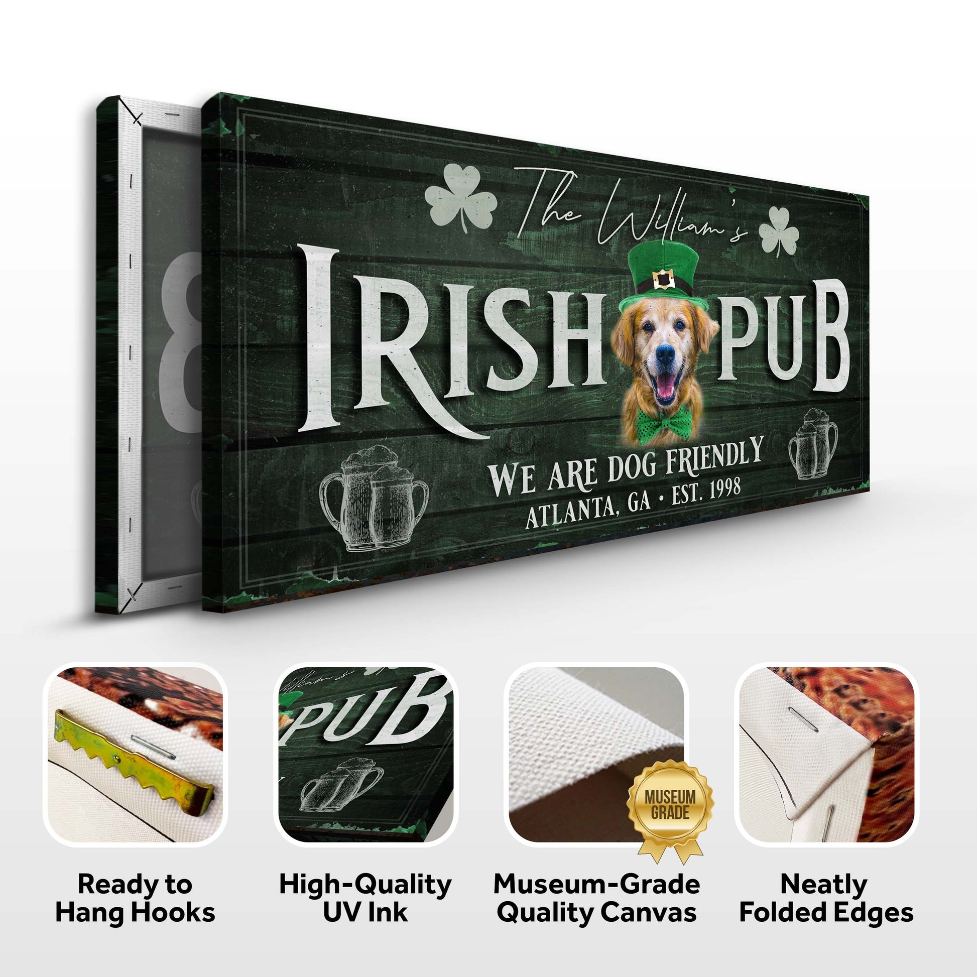 Irish Pub Dog Art Sign Specs - Image by Tailored Canvases