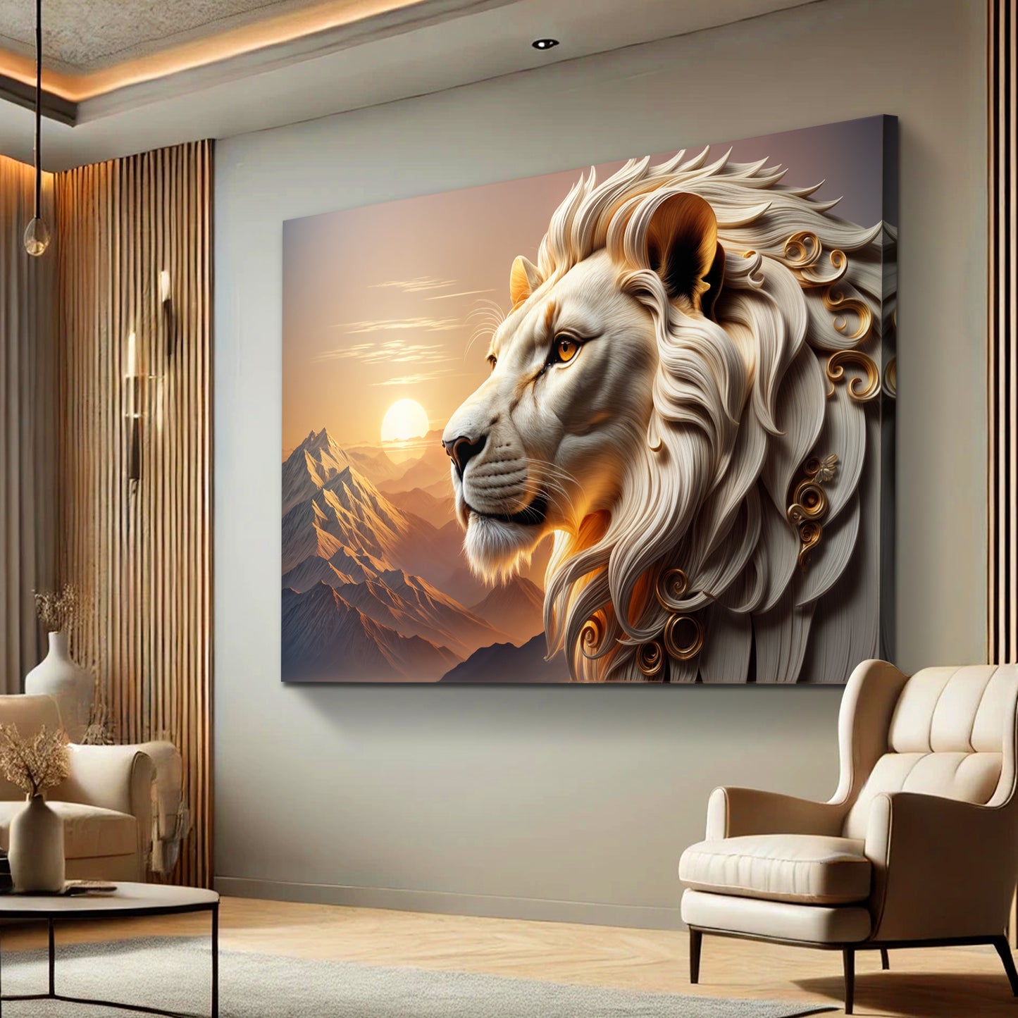 3D Majestic Lion Wall Art IV