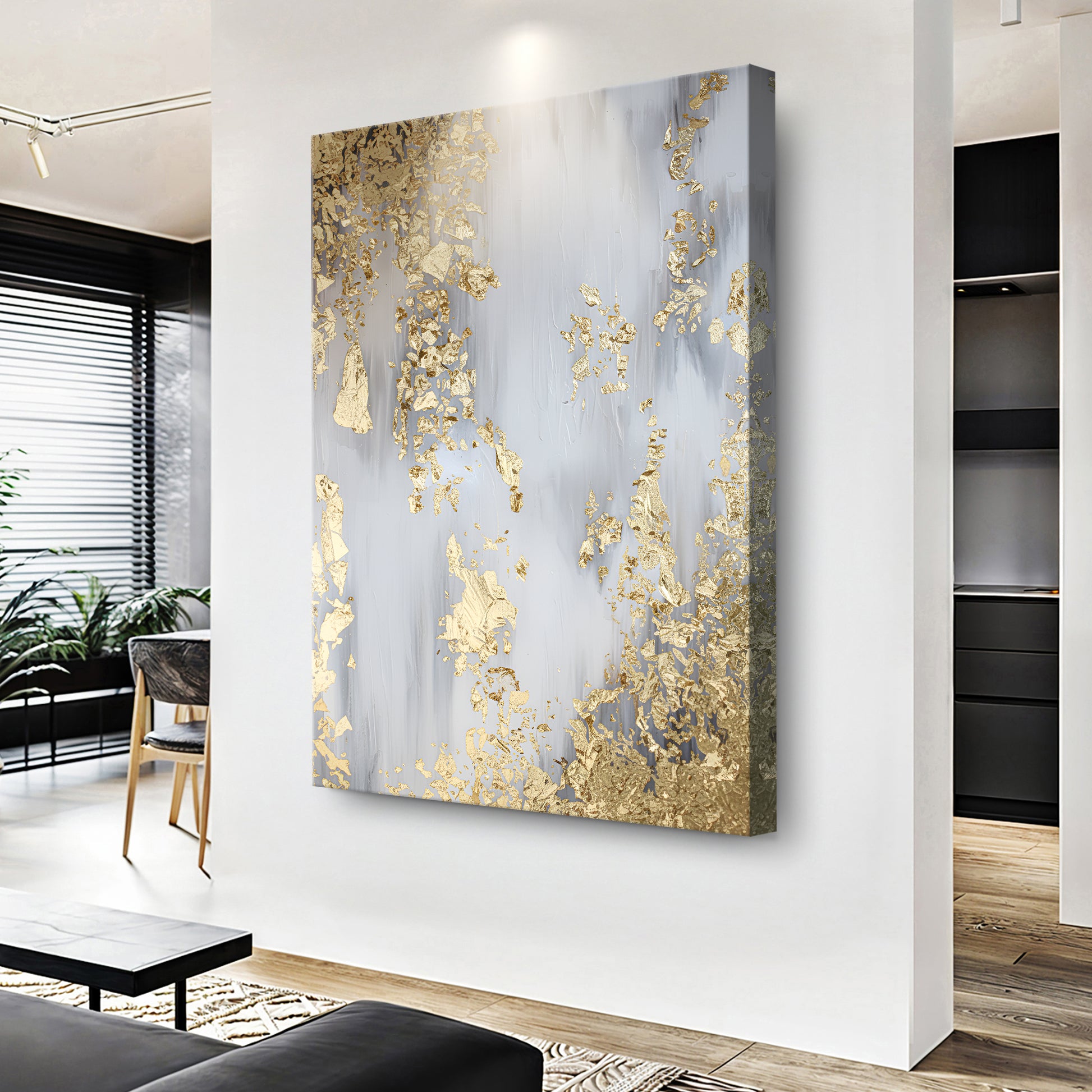 Golden Leaves Falling Abstract Wall Art