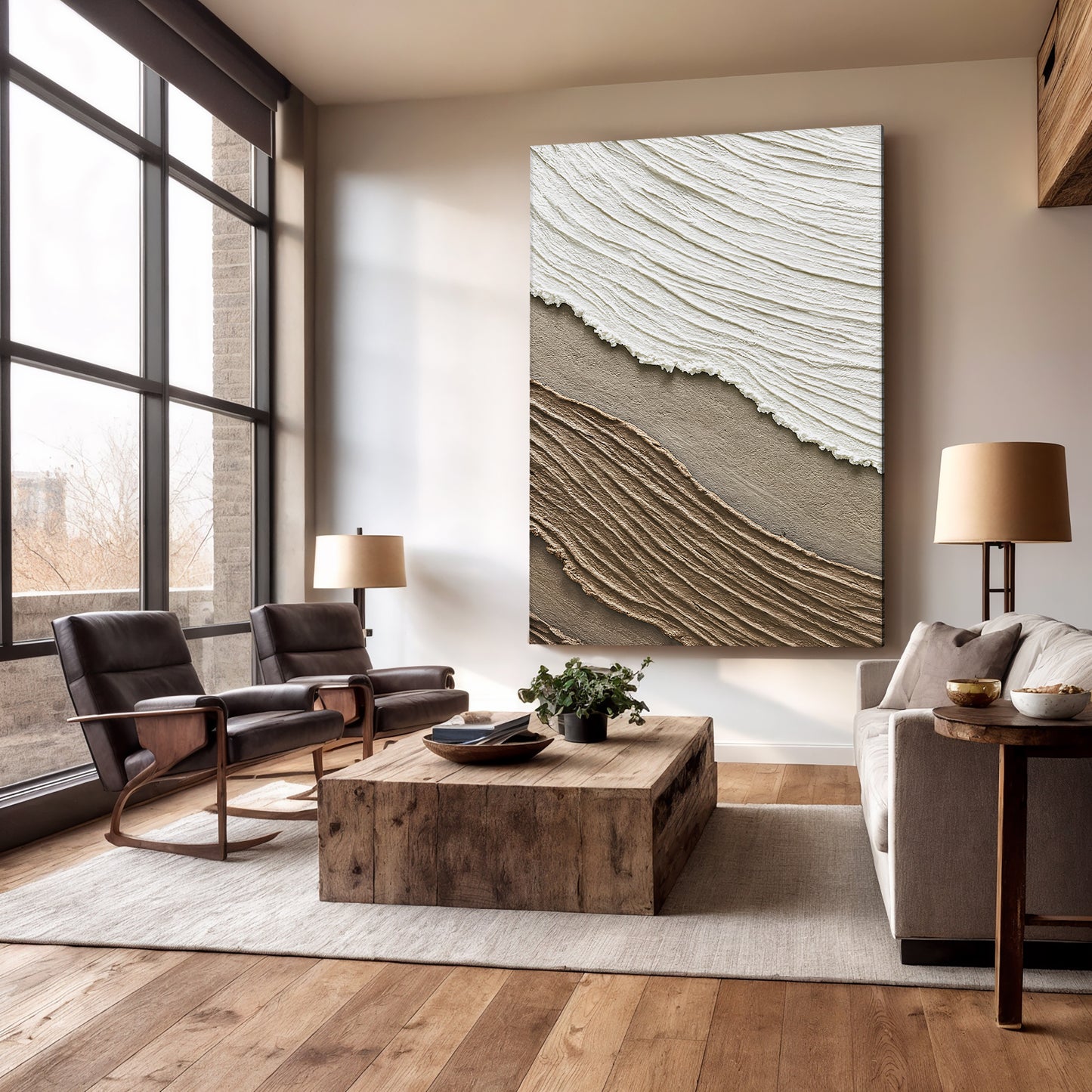 Neutral Waves Abstract Wall Art II