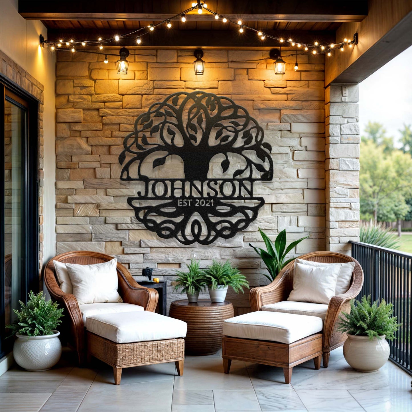 Fancy Tree of Life Monogram - Steel Sign