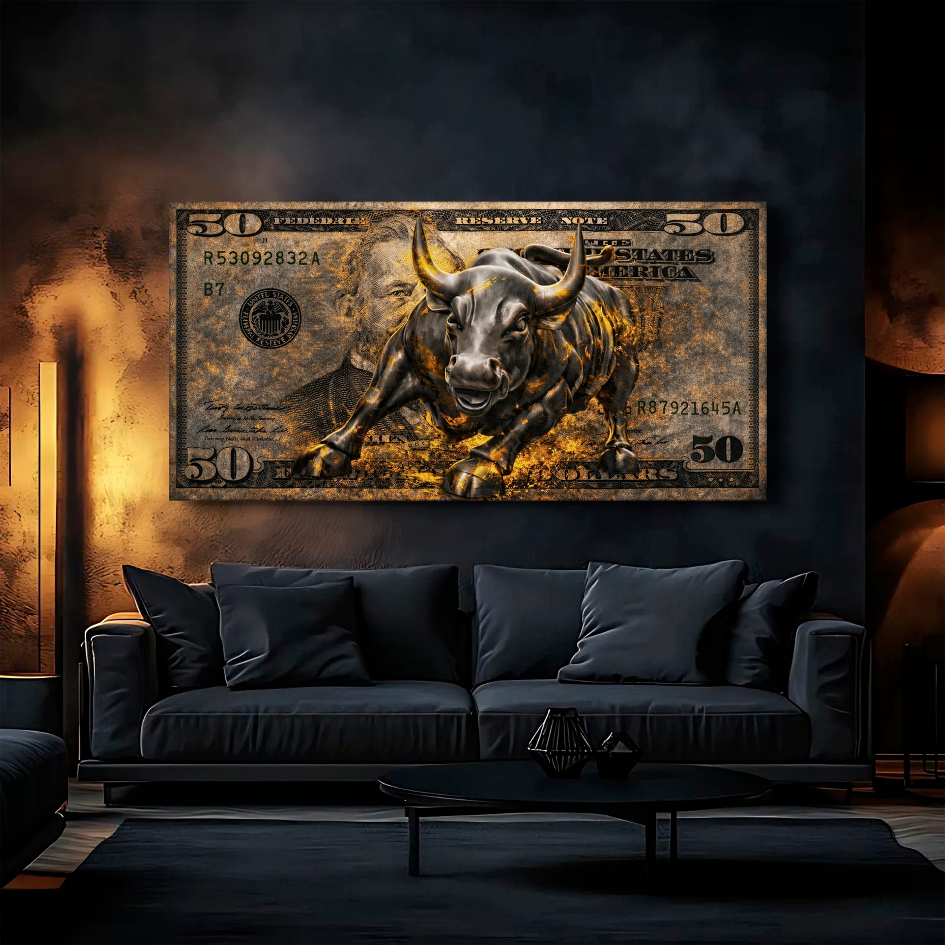 Golden Black Bull Wall Sign