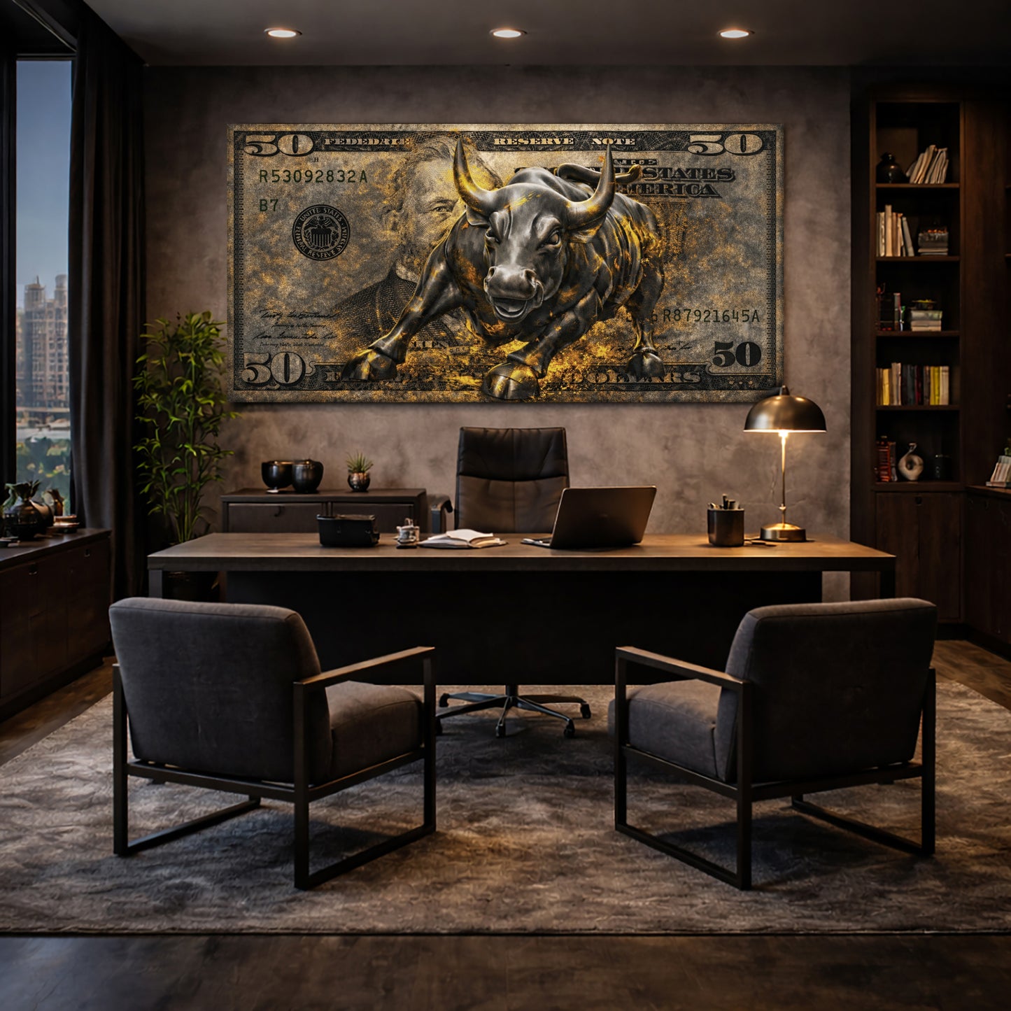Golden Black Bull Wall Sign