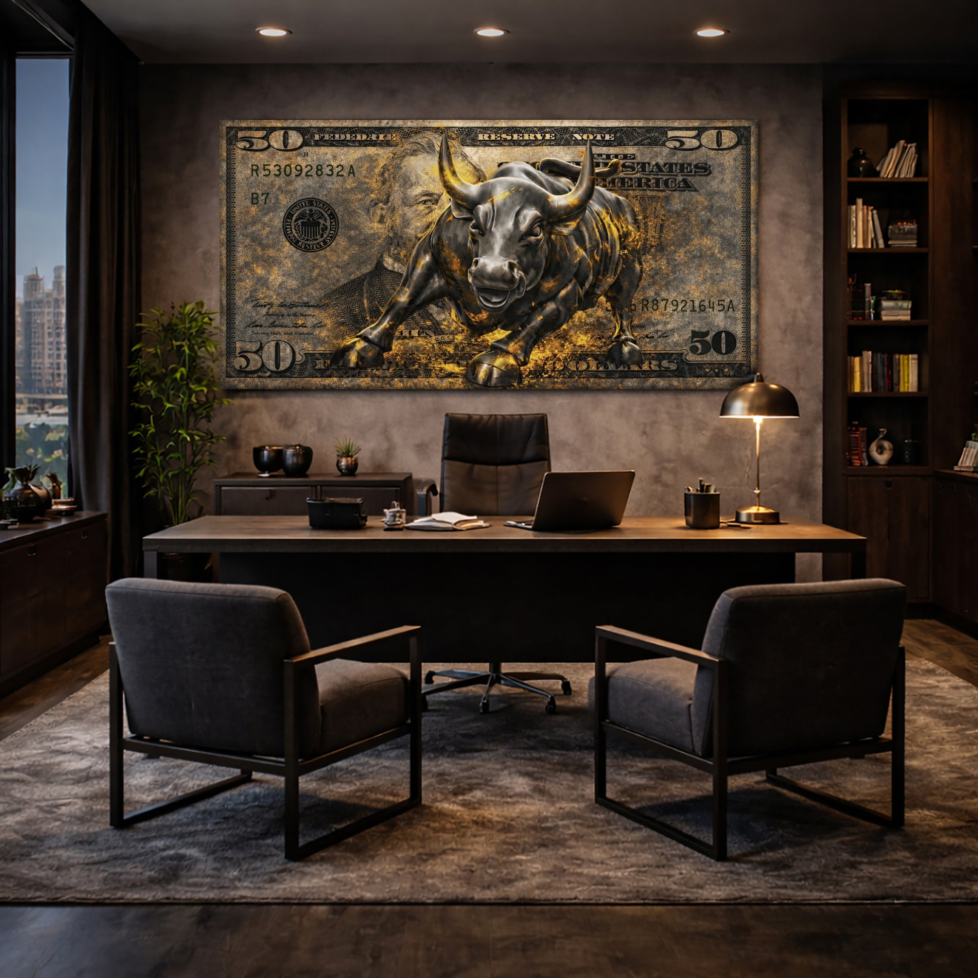 Golden Black Bull Wall Sign