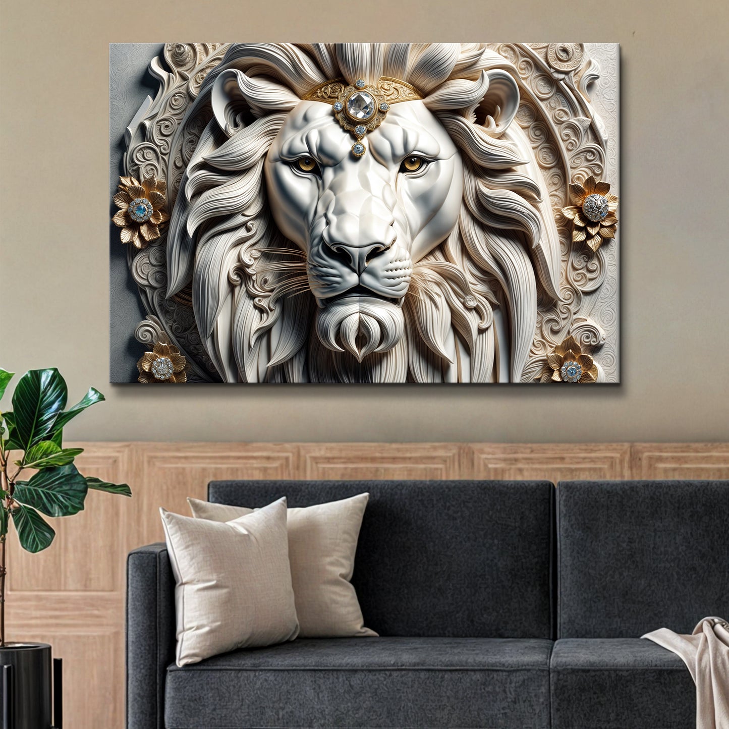 3D Majestic Lion Wall Art II