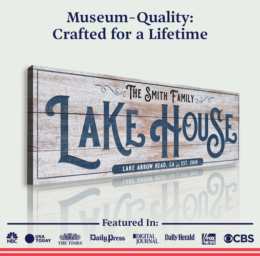 Personalized Lake House Sign III Specs - Image by Tailored Canvases