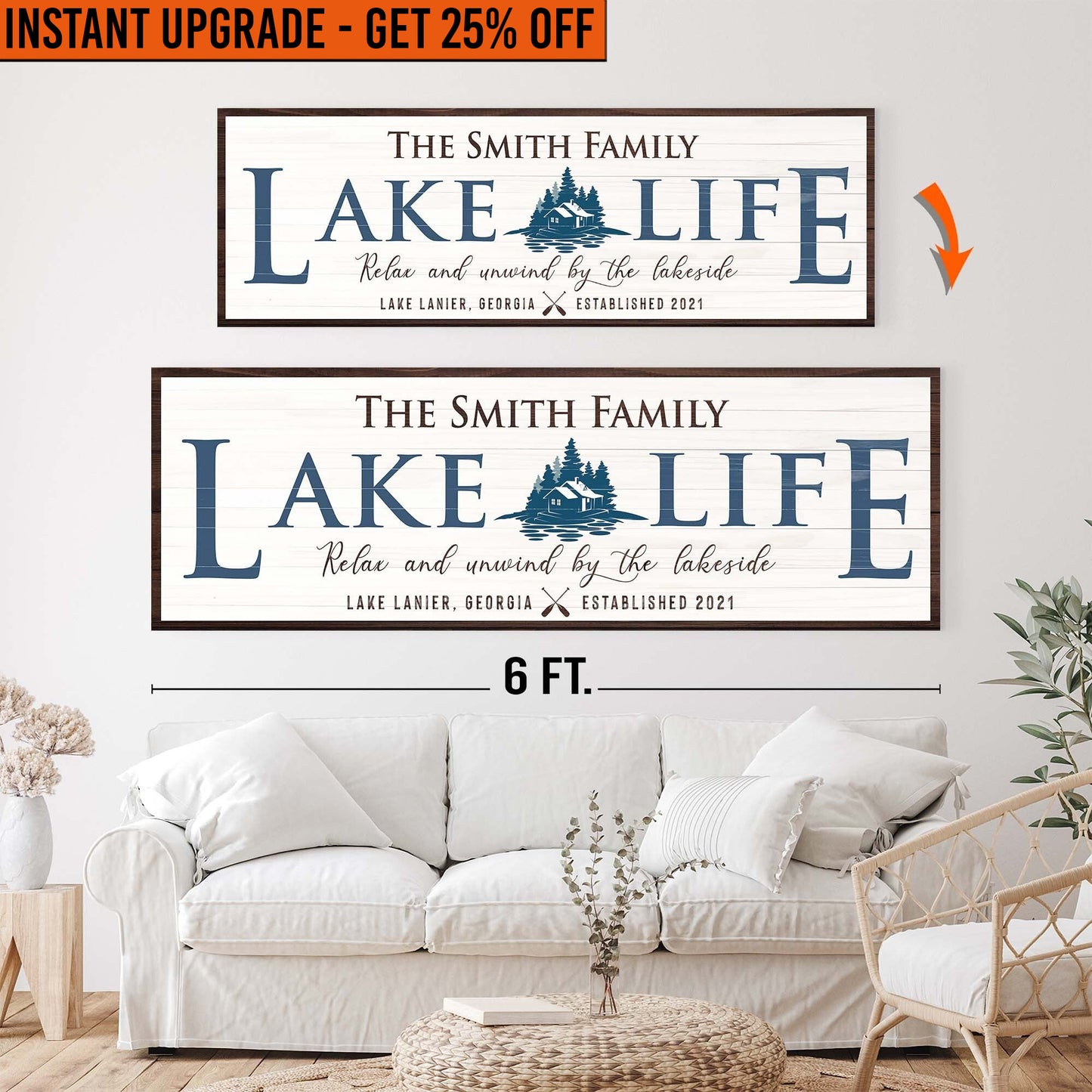 Upgrade Your 20x60 Inches 'Lake Life' Canvas To 24x72 Inches