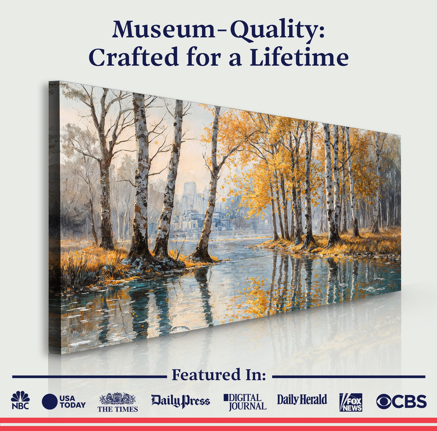Birch Woods Golden Reflections Metal Wall Art