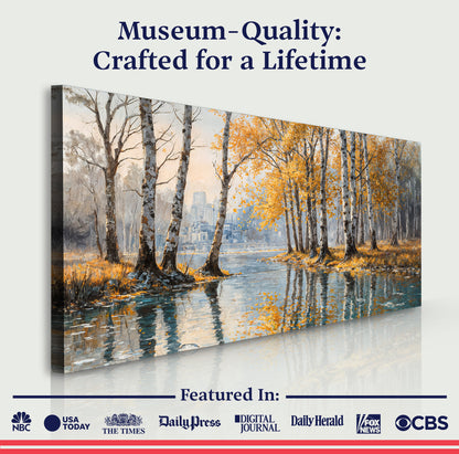 Birch Woods Golden Reflections Metal Wall Art