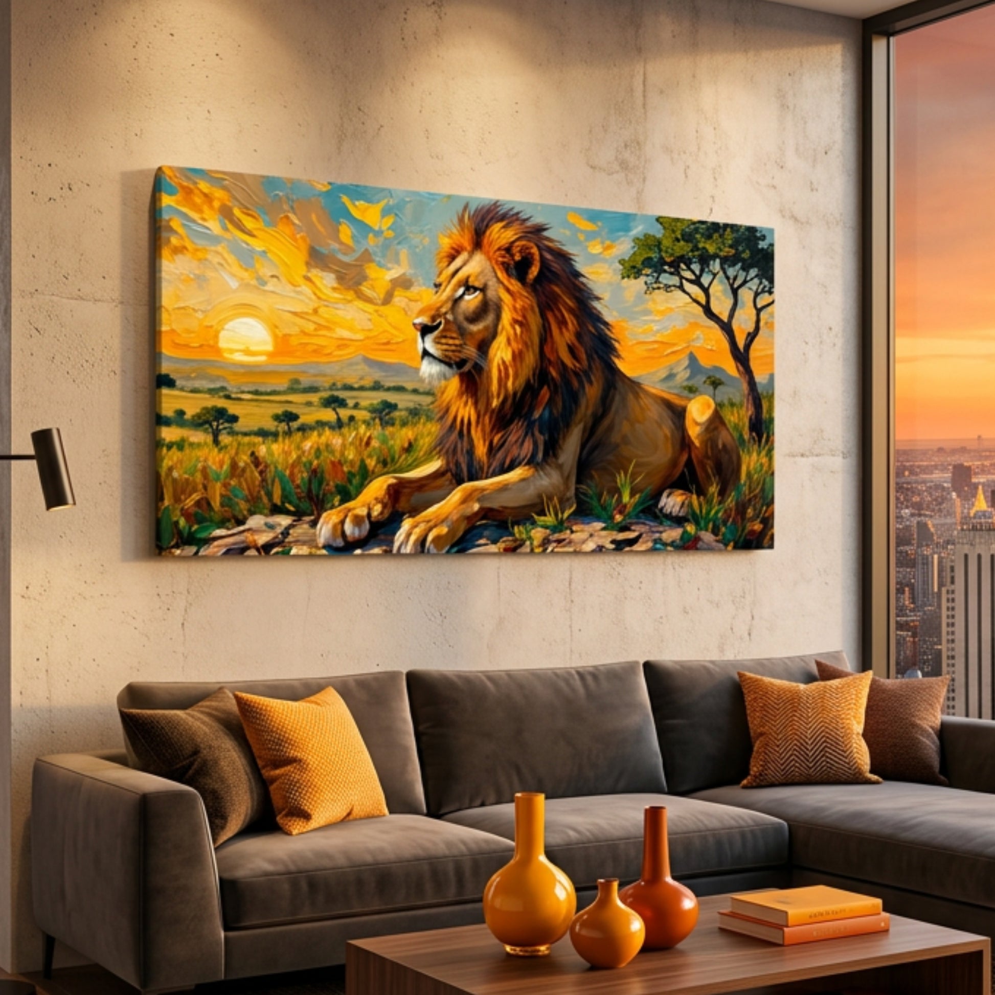 Majestic Sunset Lion