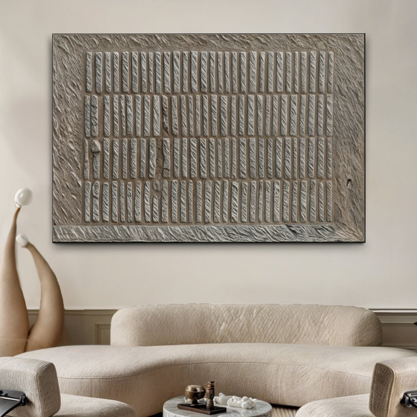 Stone Grid Harmony - Modern Wall Art