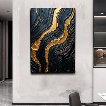 Modern Golden Lave Flow Wall Art